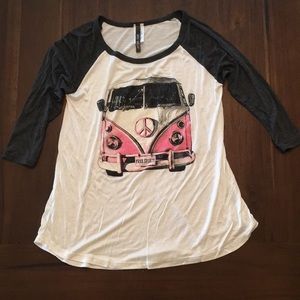 VW bus three-quarter sleeve knit T-shirt